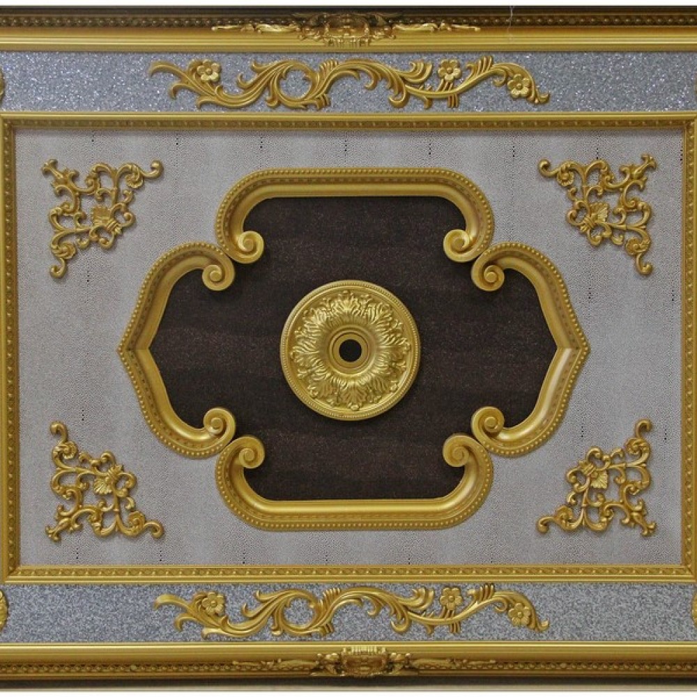 120x160 cm Dikdortgen Osmanli Saray Tavan S-344 Avize Gobegi Altin Varak Kaplamali 3D